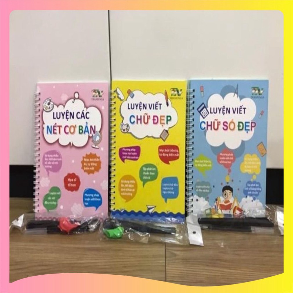 Tập tự xóa Tiếng việt cho bé Tập viết chữ, số, nét cơ bản _Dâu Tây Baby Shop S020