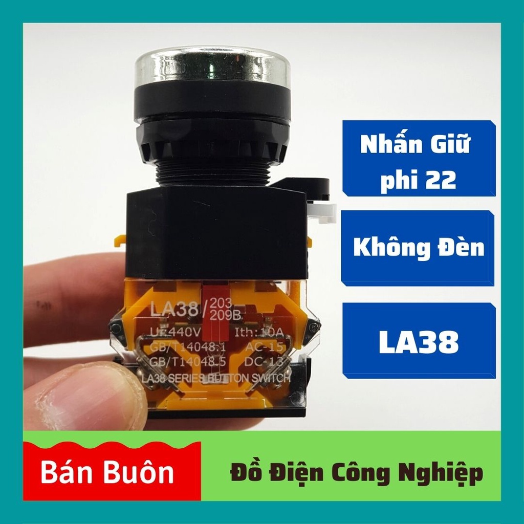 Nút nhấn giữ phi 22, nút nhấn không đèn LA38