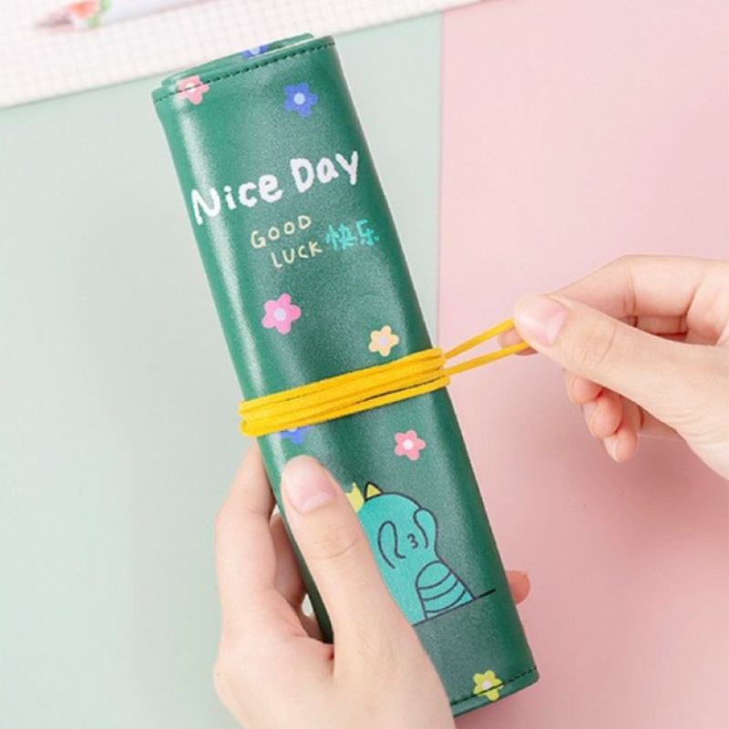 Túi Đựng Bút Dạng Cuộn Hình Khủng Long Phong Cách Hàn Quốc Đơn Giản Sáng Tạo Cho Nữ