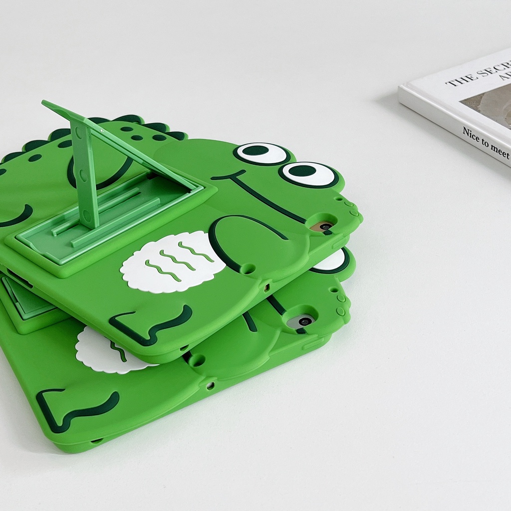 Ốp Máy Tính Bảng Silicon Mềm In Khủng Long Hoạt Hình Có Dây Đeo Cho iPad 234 2019pro/2020/2018/2017/mini12345/air12