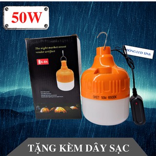 BÓNG ĐÈN LED TÍCH ĐIỆN-50W- có móc treo.Tặng kèm sạc