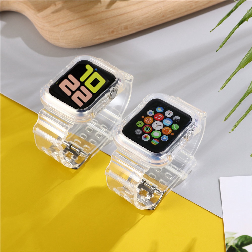 Bộ ốp và dây Apple Watch nhựa trong suốt cho đồng hồ thông minh Series 1/2/3/4/5/6/SE T500 - ORIO
