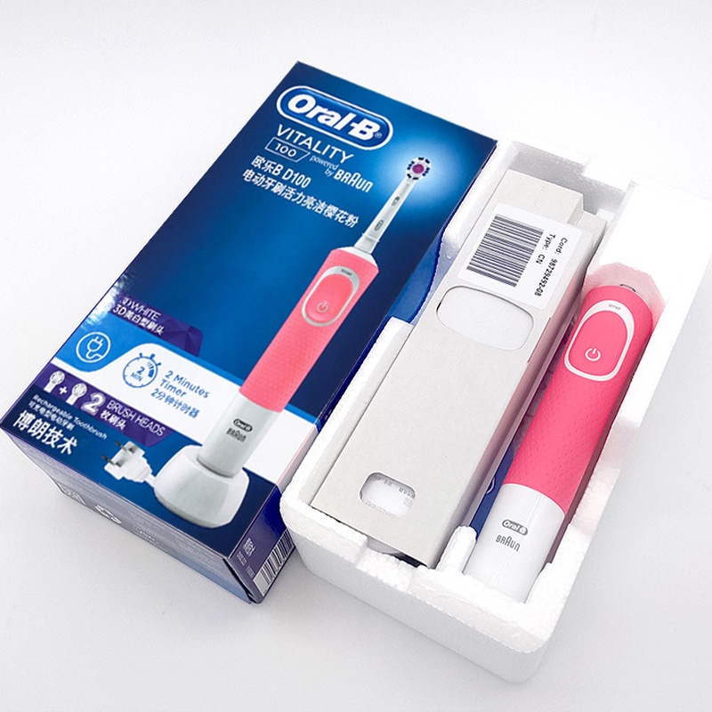 Bàn chải đánh răng điện cho người lớn Oral-B Vitality D100 lông mềm, có thể hẹn giờ.