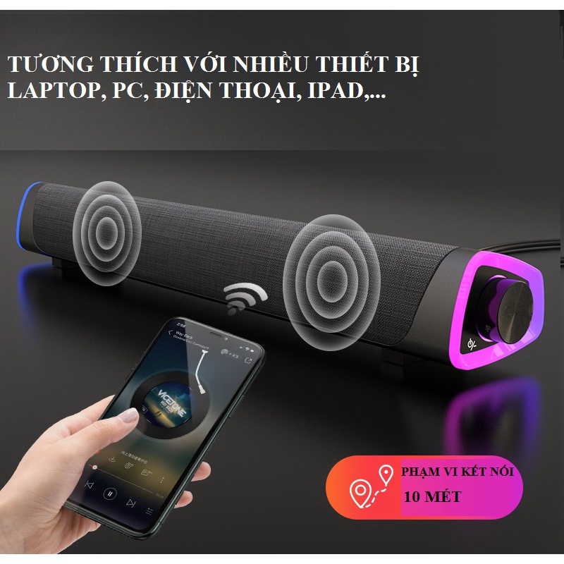 Loa máy tính, loa bluetooth SOUNBAR V8 THIẾT KẾ SANG TRỌNG CAO CẤP, âm thanh VÒM 3D SIÊU trầm ấm [CÓ BẢO HÀNH]