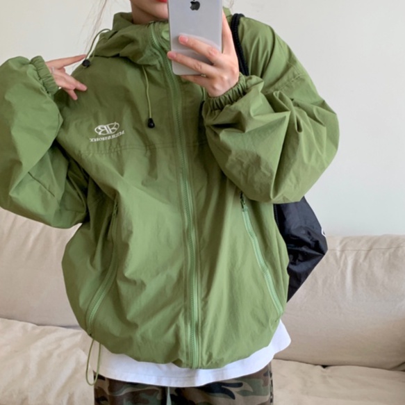 ZHELIHANGFEI Áo Khoác Hoodie Dáng Rộng Thêu Họa Tiết Kiểu Mỹ Cá Tính