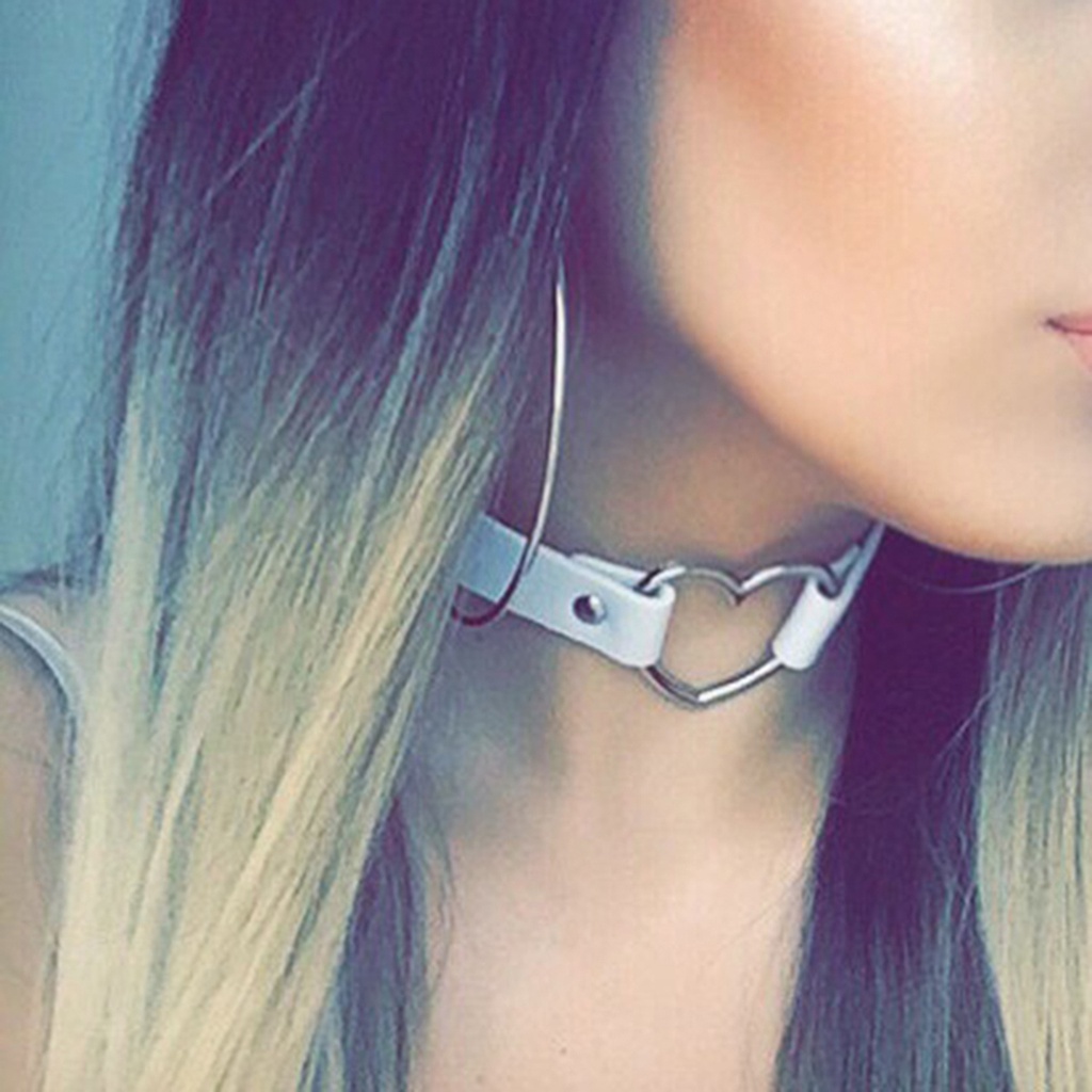 Vòng cổ choker da hình trái tim cá tính trẻ trung dành cho nữ