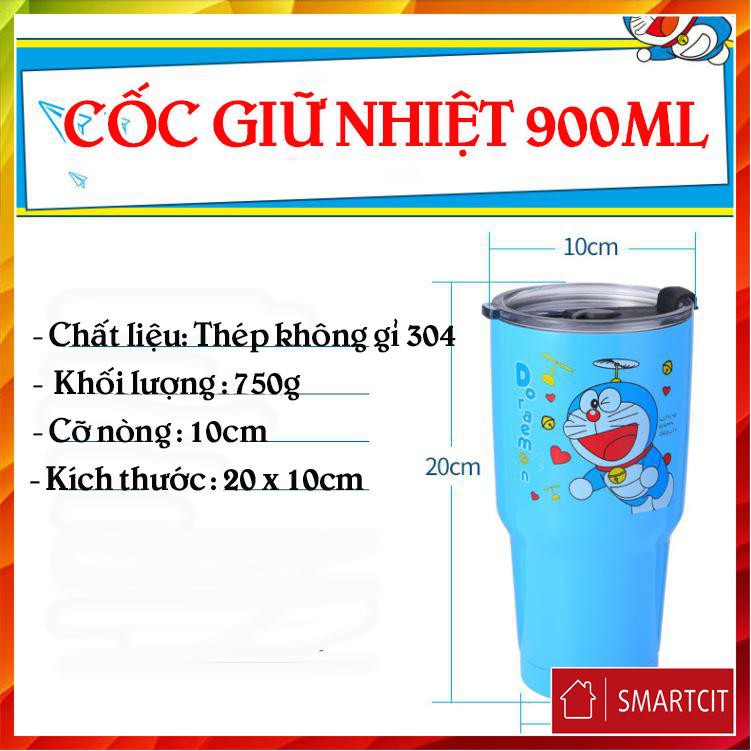 Ly giữ nhiệt Thái Lan 900ml Chọn kèm Túi+Ống hút bình cốc cách nhiệt cao cấp T3S2