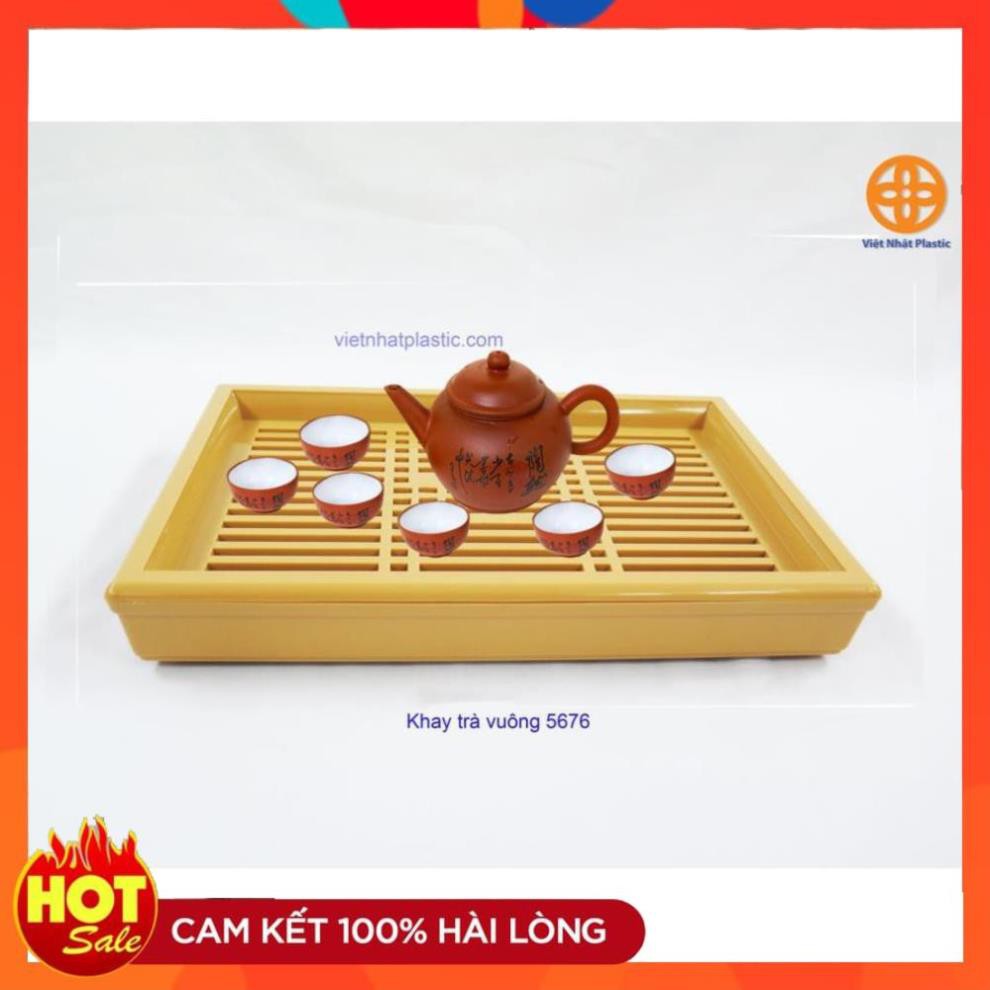 Khay trà giả gỗ kiểu dáng cổ điển | Khay đựng ấm chén - Đồ Gia Dụng Thông Minh