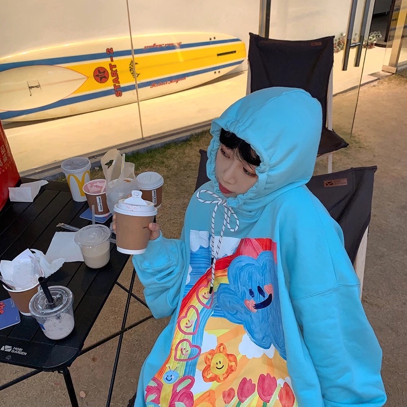 Hoodie mặt hình nghệ thuật 3 màu cực xinh