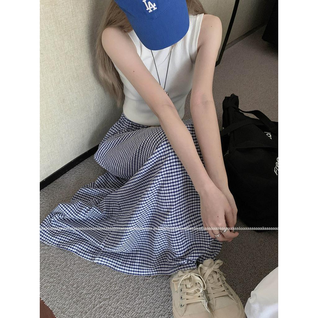 Chân Váy Sọc Ca Rô Lưng Thun Dáng Lửng Thời Trang Mùa Hè Năng Động 63492
