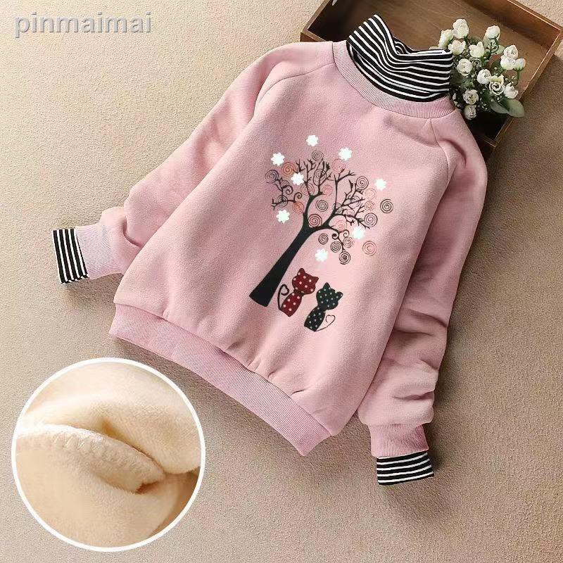 Áo Sweater Lông Cừu Dày Dặn Phối Túi Lớn Thoáng Khí Phong Cách Phương Tây 2020 Cho Bé Gái 12-15 Tuổi