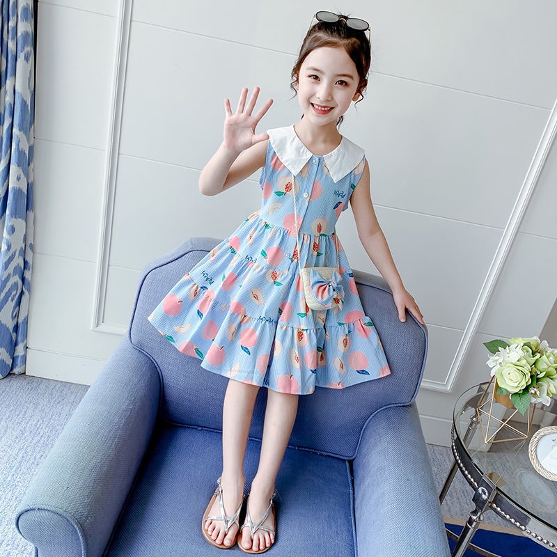 Đầm Công Chúa Mùa Hè Sát Nách In Họa Tiết Cho Bé Gái 3-4 - 5-6 - 7-8 - 9-10 - 11-12 Tuổi