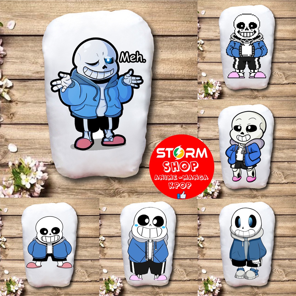 Gối Ôm  gấu bông sans undertale game (In hình 2 mặt , chất liệu vải Nhung)