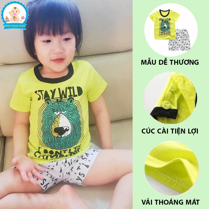 Bộ Cộc Tay Cotton Quảng Châu Cho Bé (Có Túi Zip)