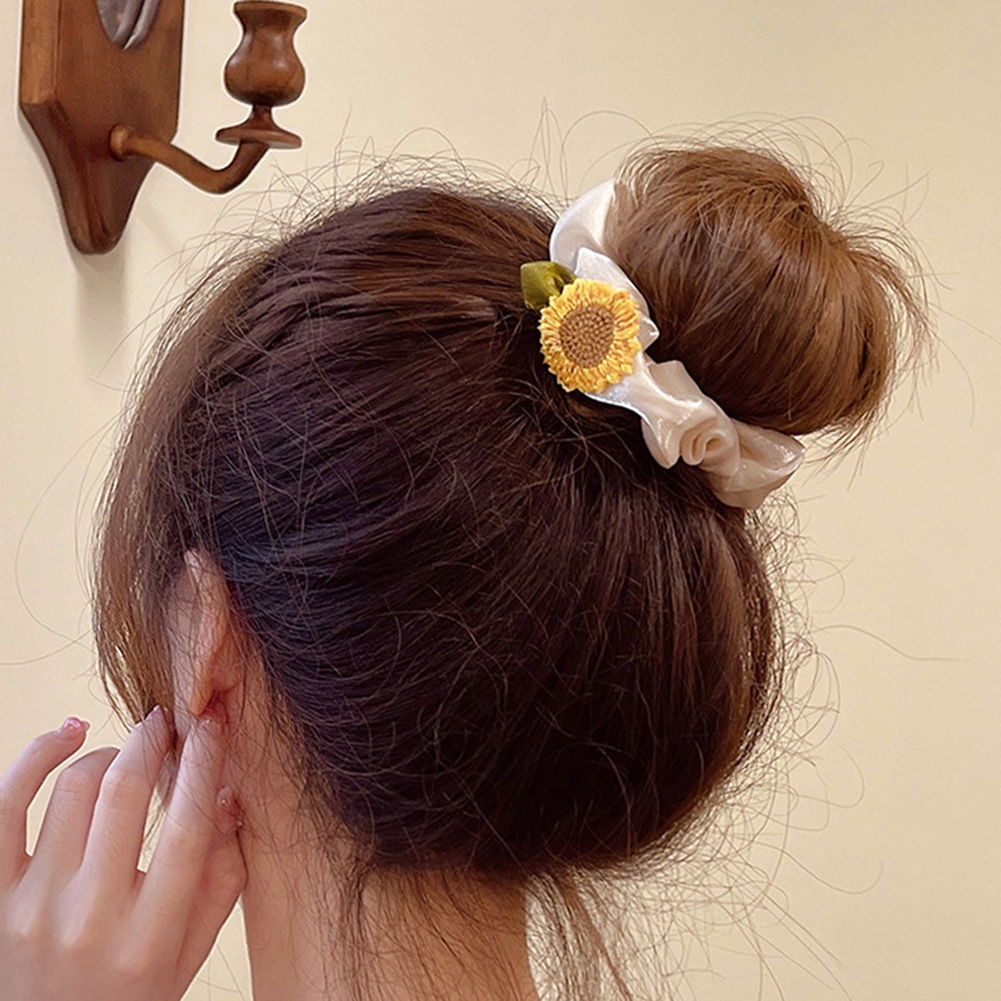 Dây Cột Tóc Cao Su In Họa Tiết Hoa Hướng Dương Phong Cách Hàn Quốc Thời Trang Mùa