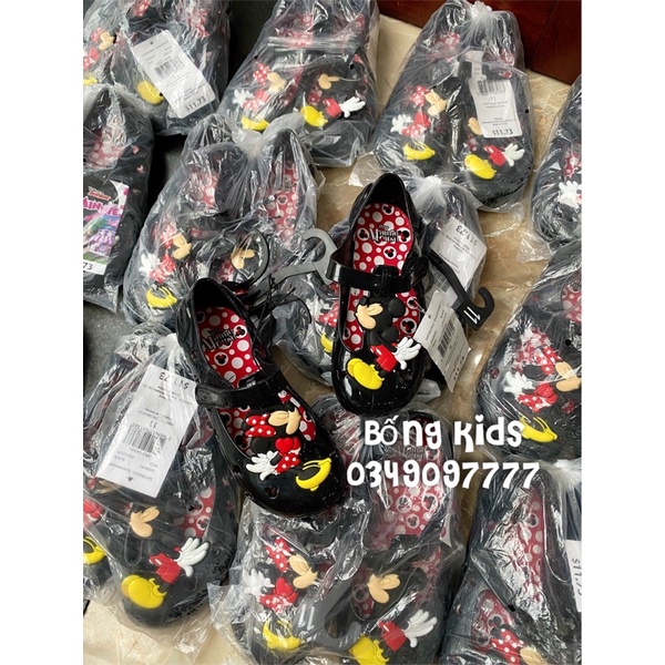 Giày Nhựa Bé Gái Minnie&amp;Mickey Đen DN
