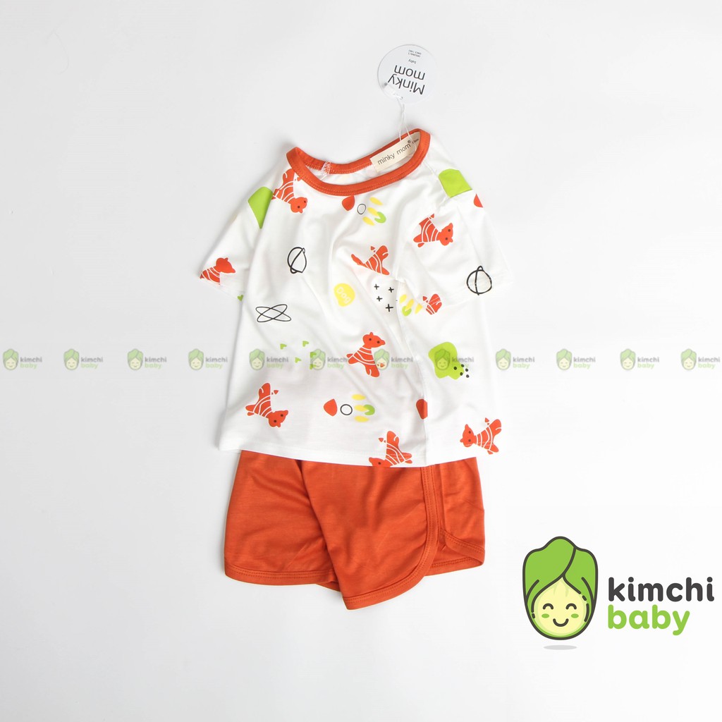 Đồ Bộ Bé Trai, Bé Gái Minky Mom Vải Thun Lạnh Phối Viền Họa Tiết Dễ Thương, Bộ Cộc Tay Cho Bé Mặc Nhà Thoáng Mát MKM2135