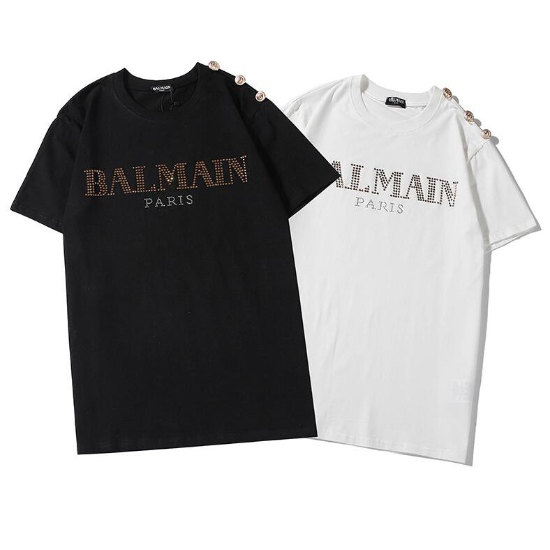 BALMAIN Áo Thun Tay Ngắn In Chữ Thời Trang Cho Nam Và Nữ