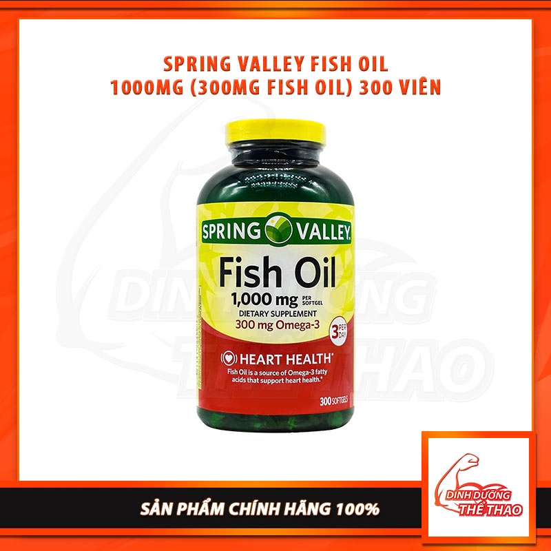 Dầu Cá Bổ Sung Omega 3 Hỗ Trợ Tim Mạch Và Xương Khớp Spring Valley Fish Oil 1000mg (300 Viên)