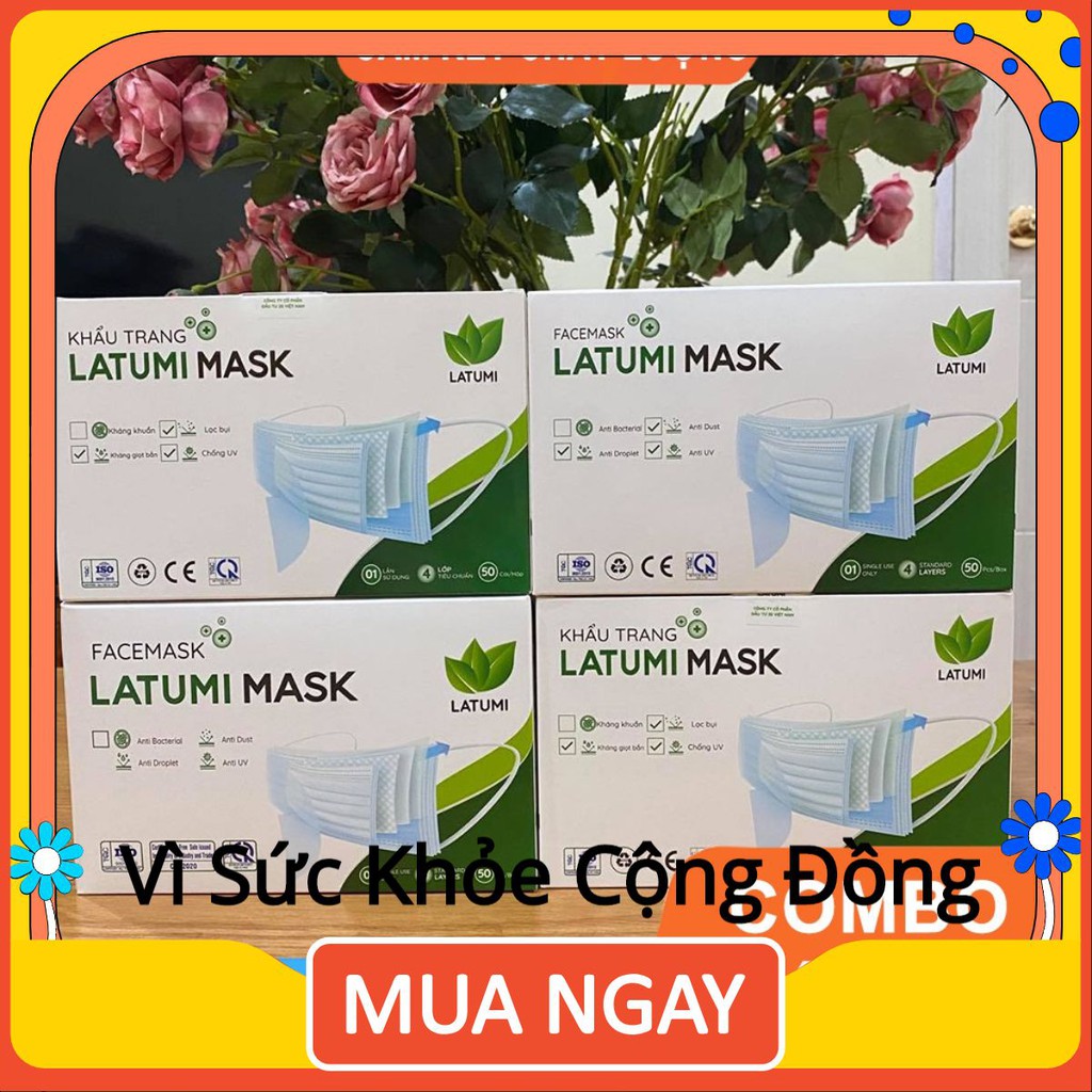 COMBO 4 HỘP Khẩu Trang Y Tế 4 Lớp Thông Thường LATUMI Mỗi Hộp 50 Chiếc  Có Tác Dụng Phòng Chống Vi khuẩn nino.shop06 | BigBuy360 - bigbuy360.vn