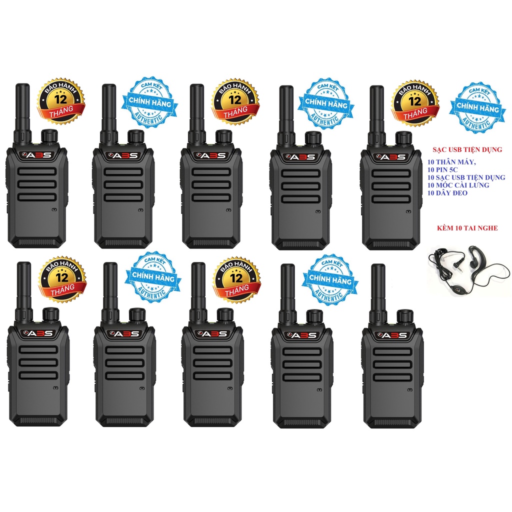 Bộ 10 Chiếc Bộ đàm siêu nhỏ chất lượng khủng ABS GP600 (Sạc USB, Pin 5C tiện dụng)
