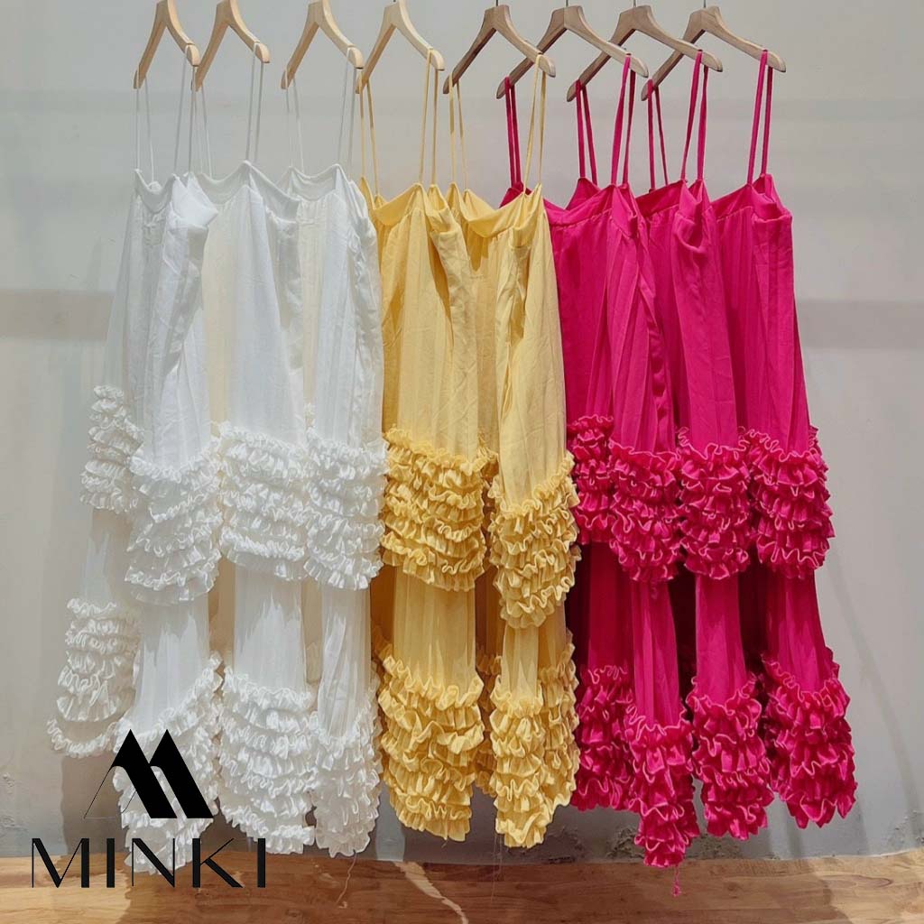 ĐẦM SUÔNG BÈO TẦNG 2 DÂY DẬP LY - CHẤT LIỆU VOAN LÓT CAO CẤP - MÀU HỒNG / VÀNG / TRẮNG