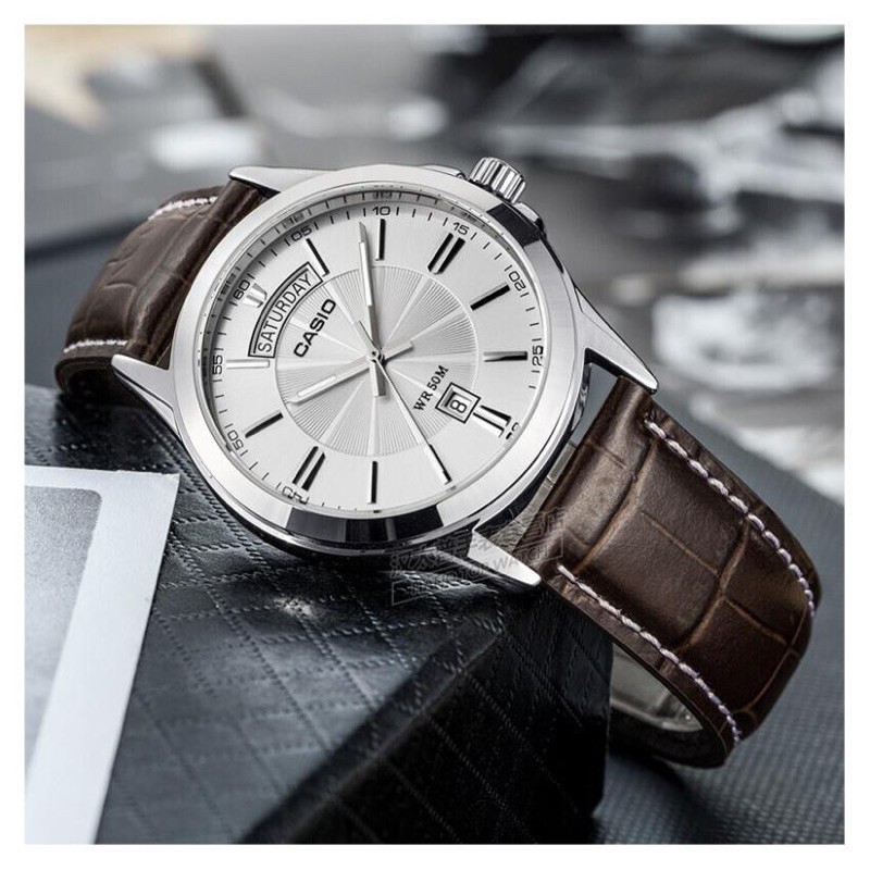 Đồng hồ nam dây da Casio chính hãng Anh Khuê MTP-1381L-7AVDF