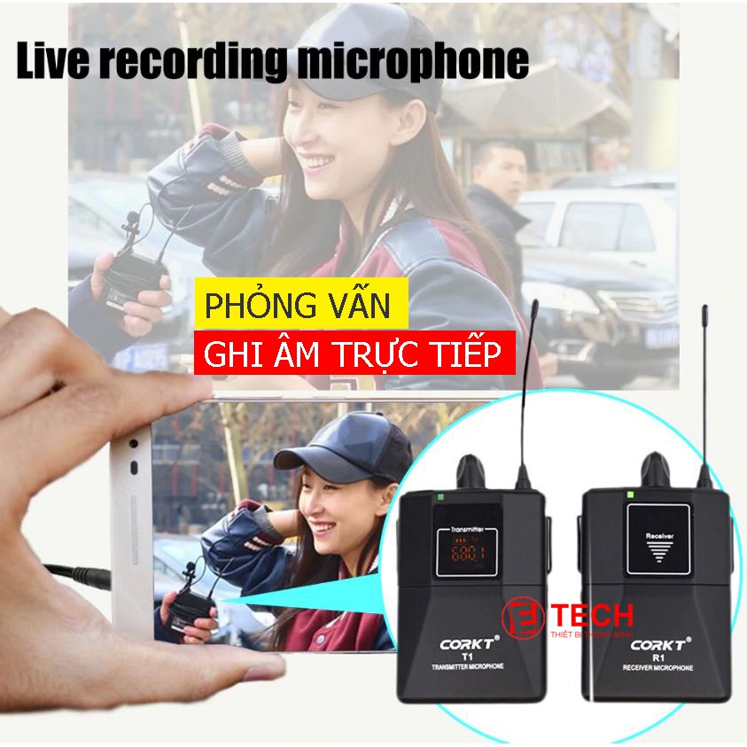 Micro phỏng vấn không dây CORKT– Micro thu âm cài áo không dây cho điện thoại, máy ảnh, máy quay phim