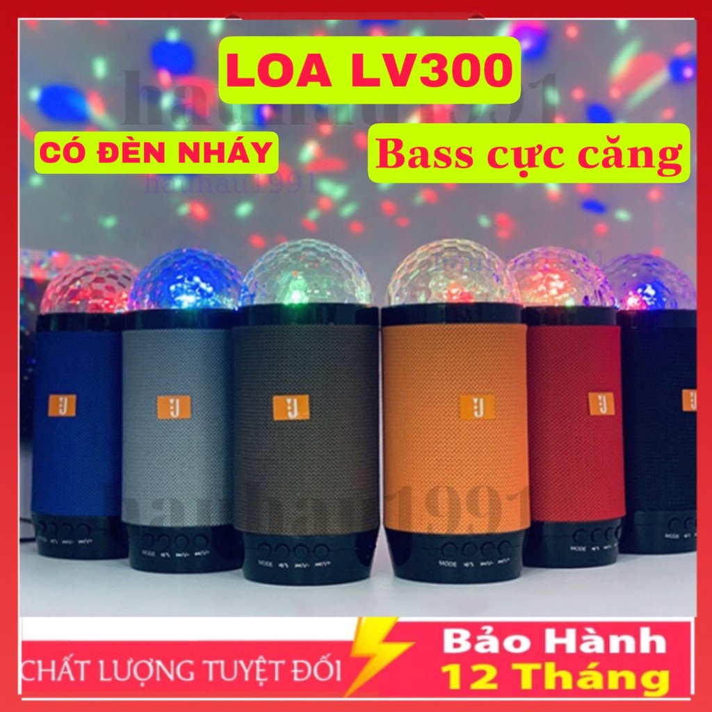 Loa Bluetooth Mini LV300 Đèn Xoay Chớp Sao Cực Đẹp Âm Bass Cực Đã Nghe Nhạc Cực Hay Hỗ Trợ Thẻ Nhớ,Bảo Hành 12 Tháng