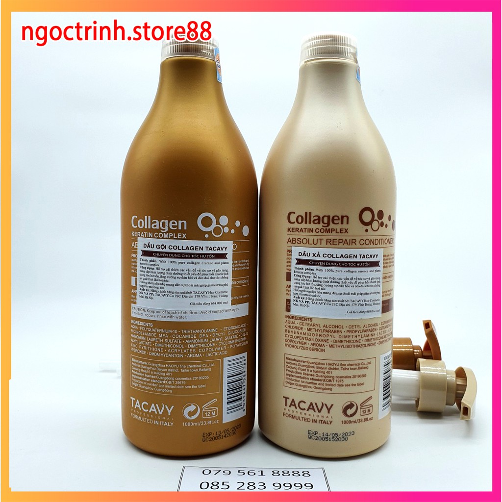 Dầu Gội collagen chống gẫy rụng kích thích mọc tóc phục hồi tái tạo biểu bì tóc, cặpTACAVY COLLAGEN 1000ml chính hãng | BigBuy360 - bigbuy360.vn