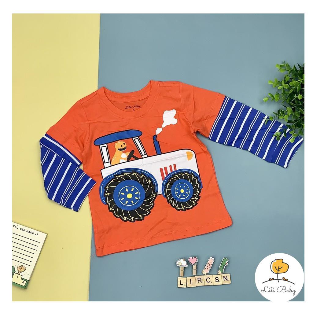Áo cotton thu đông bé trai dài, phối tay in hình size 6-10T, cho bạn từ 19-30kg, chất cotton dày dặn, đanh tay. Lô 2
