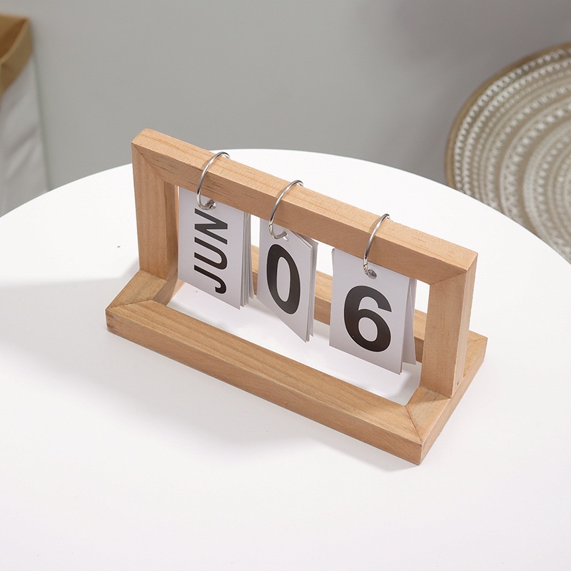 Lịch gỗ để bàn 2022 - Lịch lật số mini trang trí decor vintage xinh xắn đơn giản trang trí bàn học bàn làm việc