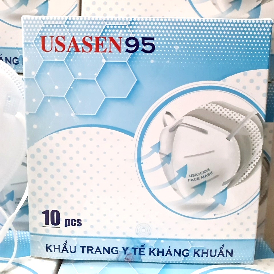 [Hộp 10 cái] Khẩu trang y tế kháng khuẩn Usasen95 4 lớp màu trắng - Hàng chính hãng Hộp 10 cái chất lượng cao