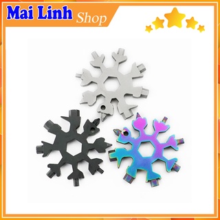 Cờ Lê Đa Năng Hình Bông Tuyết Kết Hợp Công Cụ Móc Khóa Bông Tuyết Di Động Nhỏ Gọn