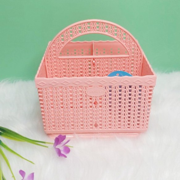 Giỏ nhựa đựng đồ đa năng/ văn phòng phẩm/ dụng cụ/ có quai xách siêu cute đồ dùng gia đình