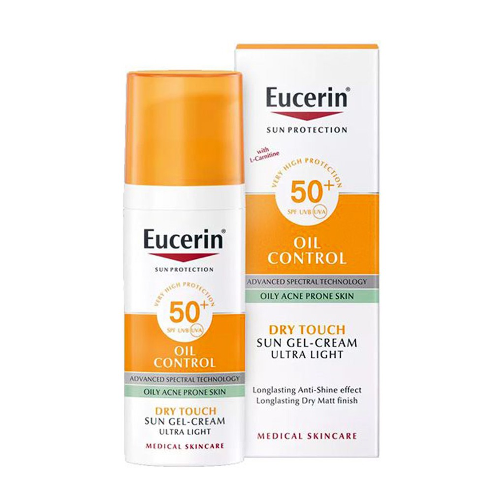 Combo Eucerin Kem Chống Nắng Kiểm Soát Nhờn 50ml + Nước Tẩy Trang Cho Da Mụn 200ml