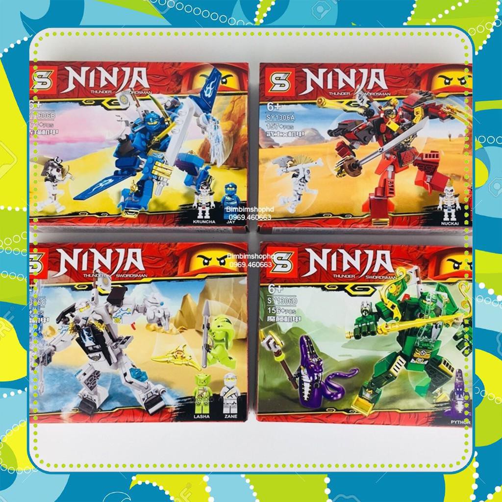 [Đồ Chơi Giá Rẻ] Ninjago Chiến Binh Ninja Robot Chiến đấu Siêu Đẹp. Lego Xếp hình Siêu Nhân cho bé trai ( Combo 4 Hộp )