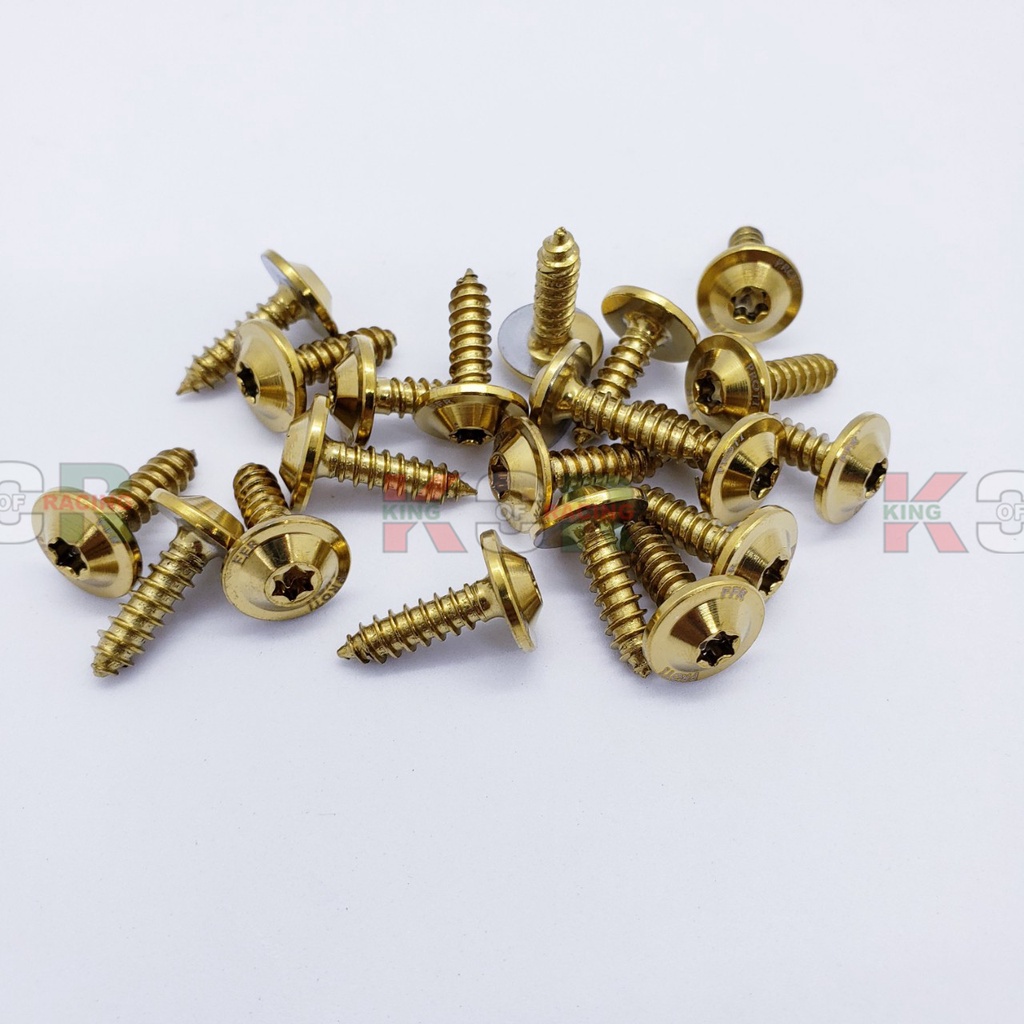 Ốc Proti 5li xi Titan dàn áo xe máy sirius exciter jupiter... mẫu cao cấp gắn dòng xe yaz, giá 1 ốc, màu vàng