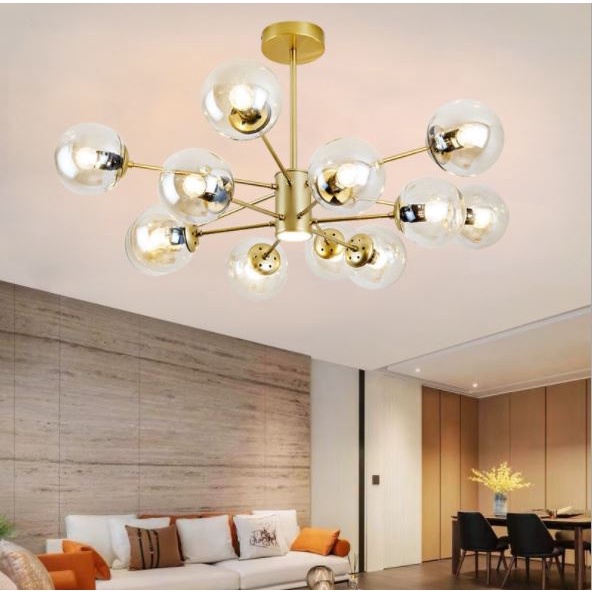 Đèn chùm 12 bóng cao cấp trang trí phòng khách sang trọng kèm bòng LED chuyên dụng