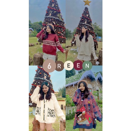 Áo len đỏ, trắng, xanh, hoạ tiết Noel, Giáng sinh