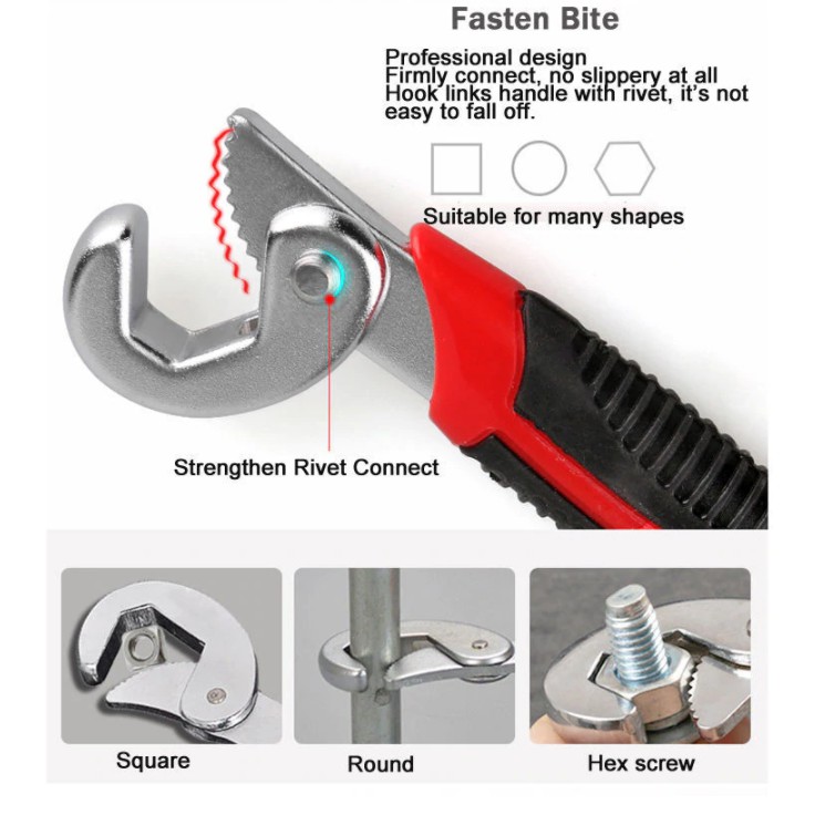 2 Cờ Lê Snap'N Grip Đa Năng Thông Minh - Thép Cacbon Cao Cấp - Mạ Crom Sáng Bóng - Tay Cầm Cao Su Chống Trơn Trượt