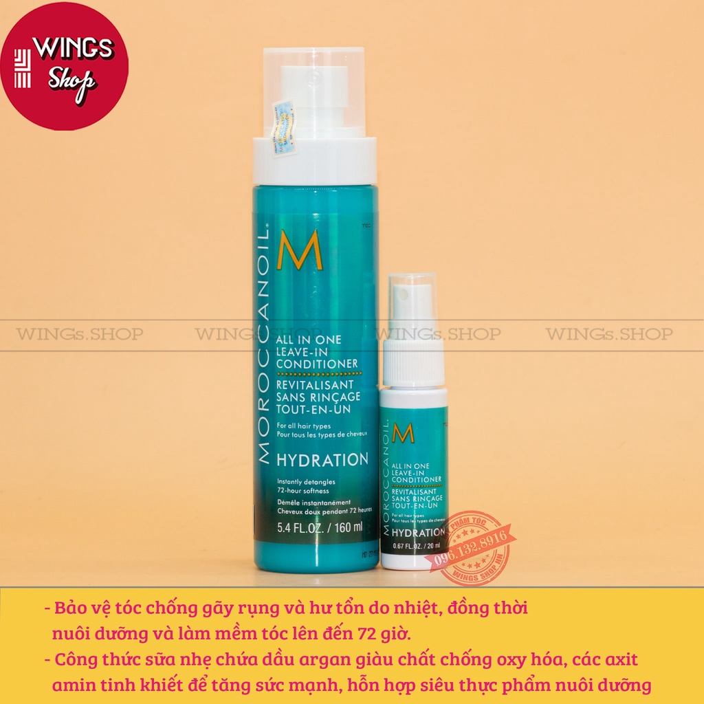 Xịt dưỡng tóc mềm mượt Moroccanoil All In One Leave-In Conditioner 20ml -160ml | Wings Shop