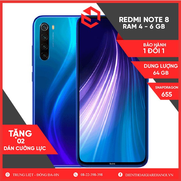 ĐIỆN THOẠI XIAOMI REDMI NOTE 8 (4 - 64GB, 6-64GB) - [Giá rẻ, TRONG 3 THÁNG -TẶNG DÁN CƯỜNG LỰC] | BigBuy360 - bigbuy360.vn