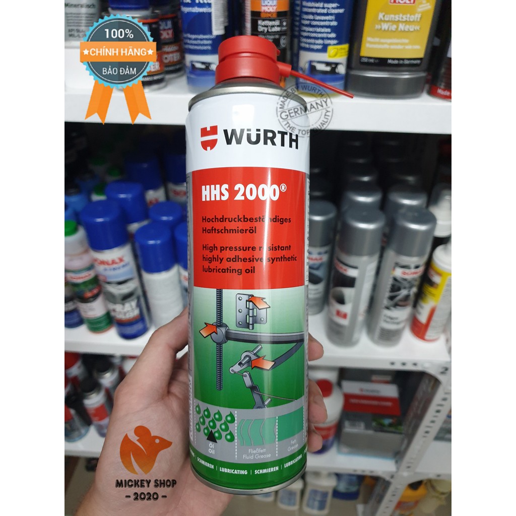 [GERMANY] Mỡ Bò Nước Bôi Trơn Chịu Nhiệt Wurth HHS 2000 (500ml) 0893106