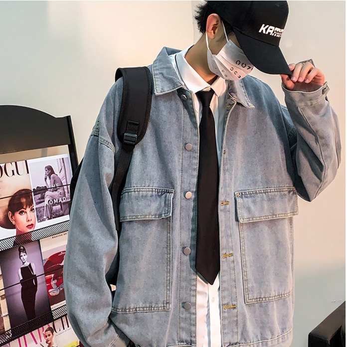 Áo khoác jean denim nam nữ unisex form rộng, áo khoát jacket jean nam nữ phong cách Hàn Quốc W92