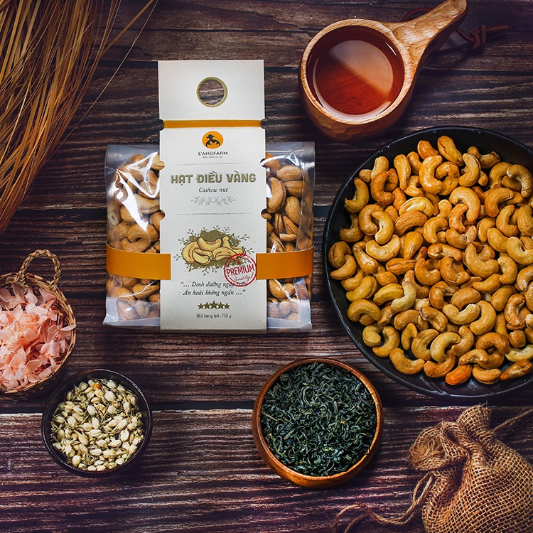 Hạt điều vàng L'angfarm, 750g, bịch, mẫu mawashi