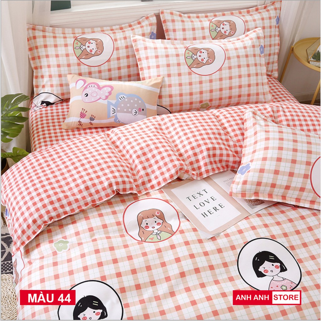 [Hot Sale] Bộ Vỏ Chăn Ga Gối Cotton Poly Hàn 4 món nhập khẩu, hoạ tiết sang trọng - AnhAnhHome