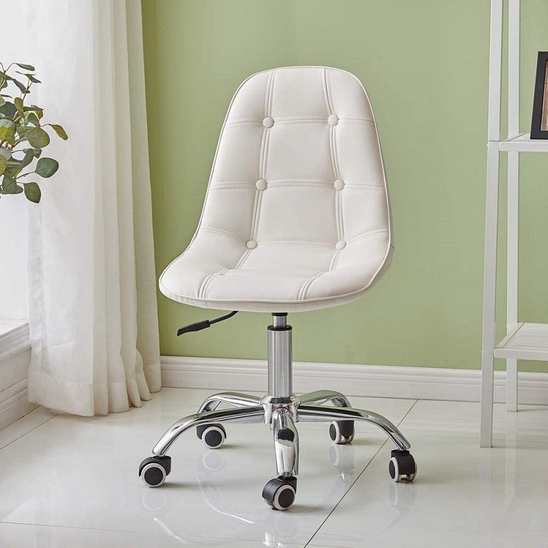 ghế làm việc mặt đệm da cúc chân bánh xe xoay