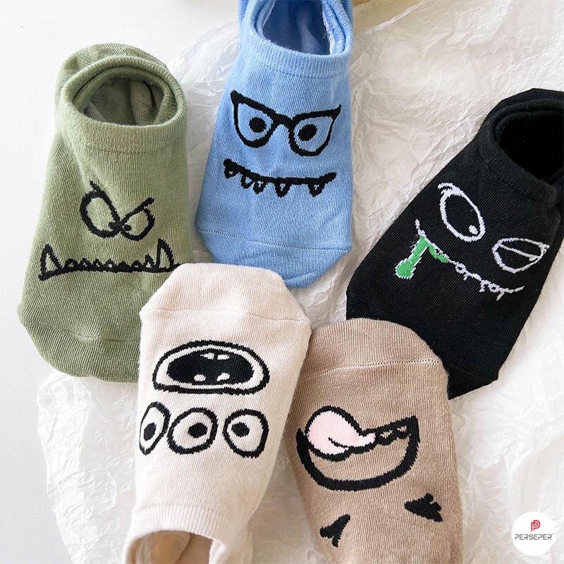 Tất cổ lười nữ họa tiết hình dễ thương, set 5 đôi vớ lười chất vải Hàn thoáng khí - Hot Shop