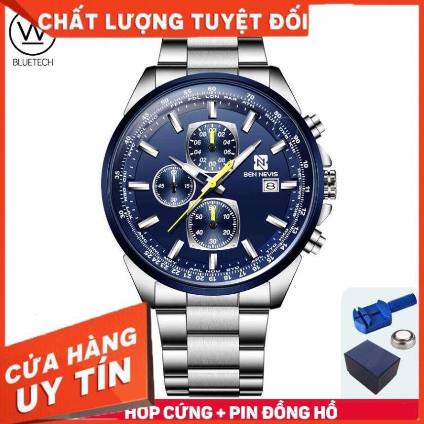 [Hàng Chính Hãng] Đồng hồ Nam BEN NEVIS 6027G Chạy 6 Kim - Dây Thép Lịch Ngày [Chất Lượng Số 1]